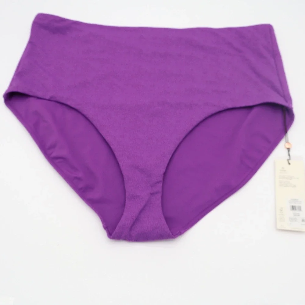 CALIA Womens High Rise Swim Bottom Purple Punch Texture Lycra XL